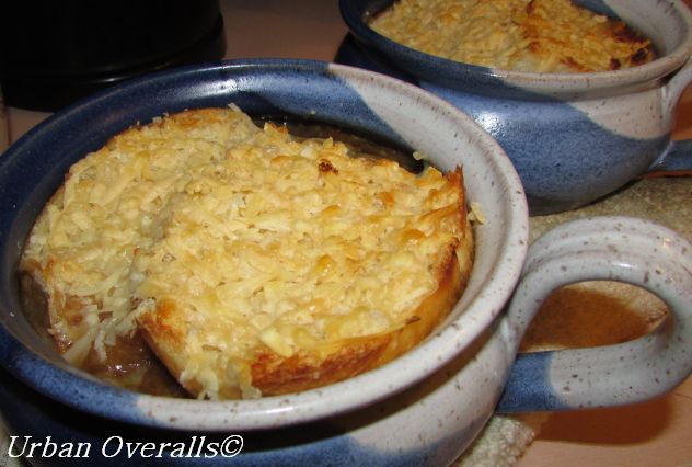 French onion soup with melted cheese