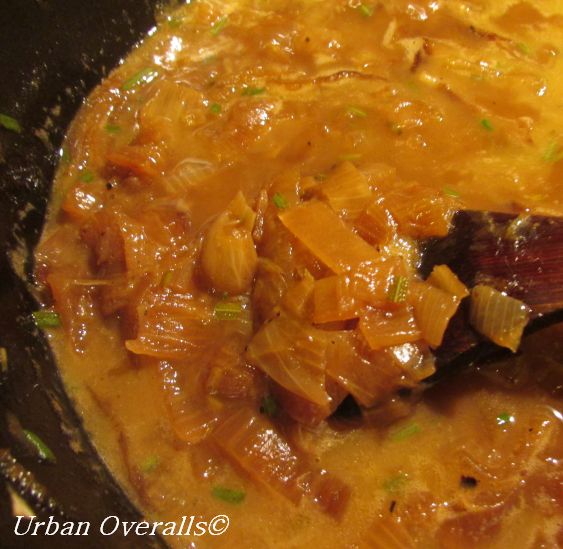 caramelized onions with vegetable stock
