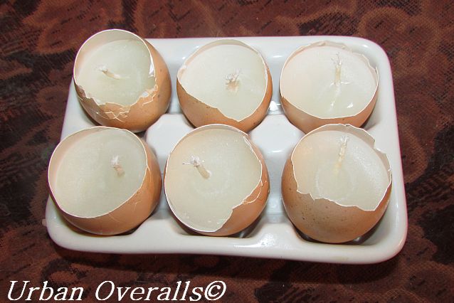 completed eggshell candles