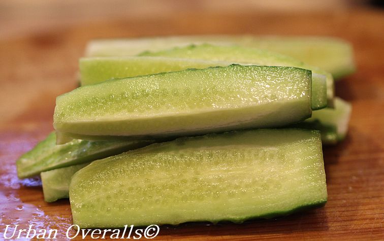 sliced cucumber spears